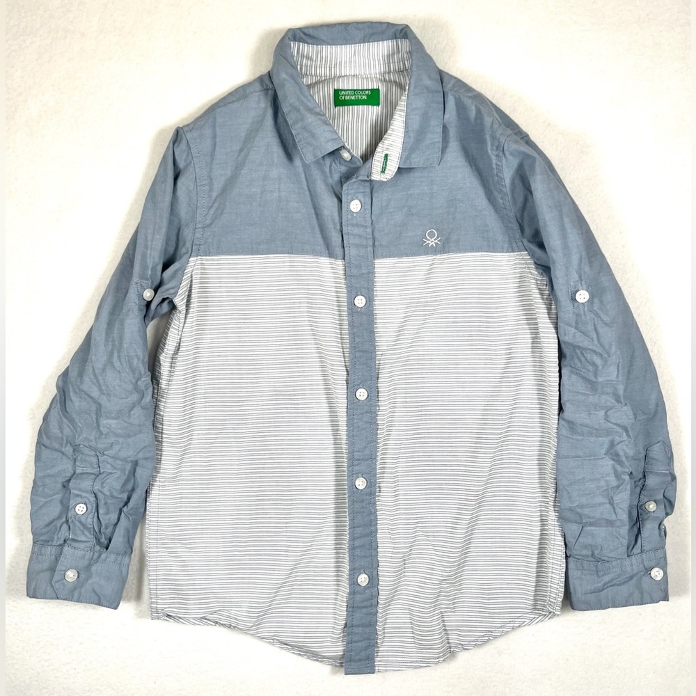 UNITED COLORS OF BENETTON Boys Striped Cotton Long Sleeve Casual Button Down S